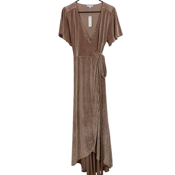 NWT Baltic Born Andi Ribbed Velvet Velour Wrap Maxi Dress Champagne XL - Picture 8 of 12